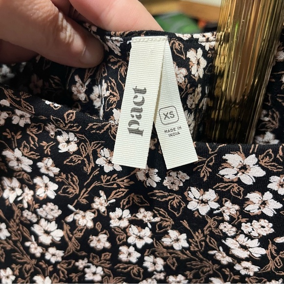 Pact Black White Gold Floral Organic Cotton Midi Dress - Picture 9 of 12